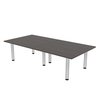 Skutchi Designs 8 Person Rectangular Conference Table with Silver Post Legs, 8 Ft Table, Black Oak HAR-REC-48X93-PT-25